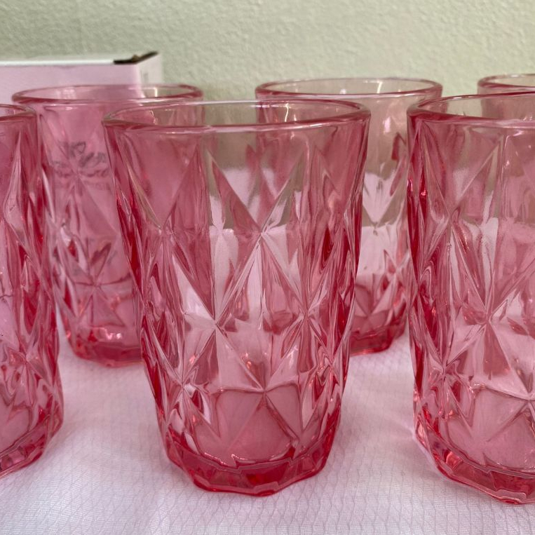 Jogo 6un Copos Diamond Diamante Rose Rosa Ametista 350ml