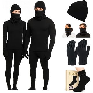 Conjunto Térmico Segunda Pele Unissex, 6 Peças Blusa Calça Flanelada Gorro Cachecol Luvas Touch Meia em Oferta na Shopee