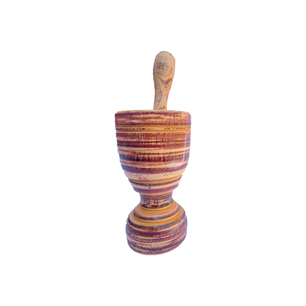 Pilão Grande de Madeira Maciça 20cm – Socador / Amassador para Alho, Temperos, Pimenta e Limão