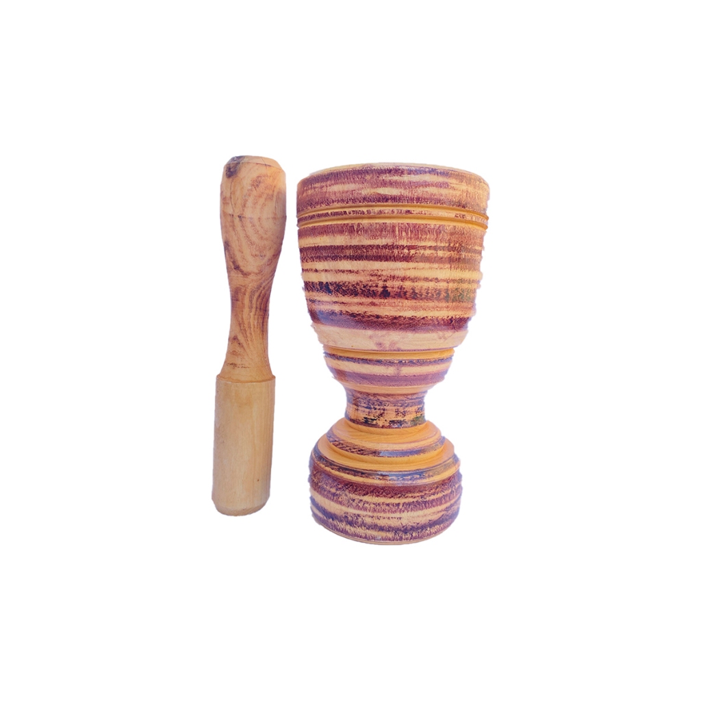Kit 2 Pilões Grande de Madeira Maciça 20cm Socador / Amassador para Alho, Temperos, Pimenta e Limão