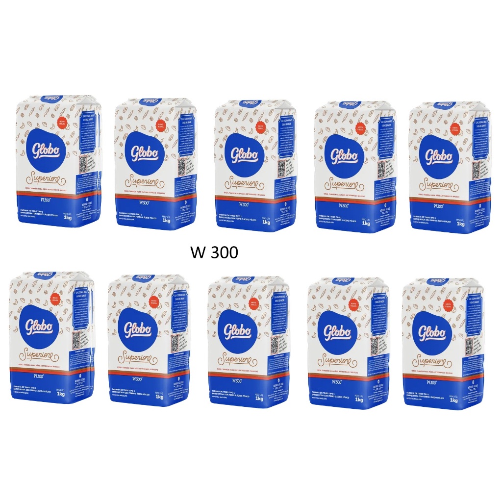 Kit 10 und Farinha Tipo 1 Globo Superiore De Trigo 1 Kg 300 W Forte - Food & Beverages