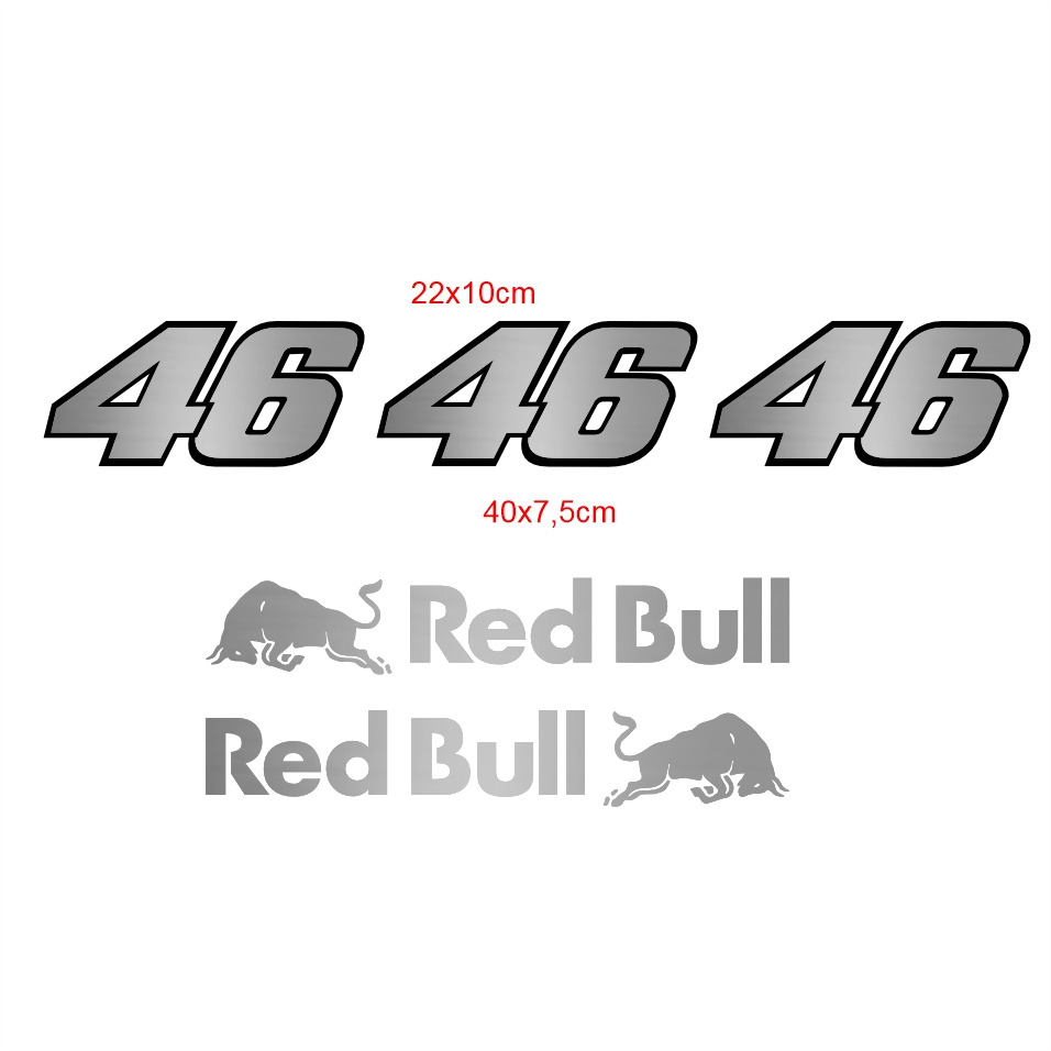 Adesivo Automotivo Decorativo Red Bull 40cm +  46 Número Corrida Tuning