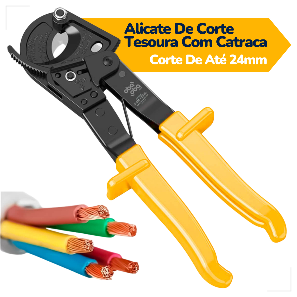 Alicate De Corte Tesoura Com Catraca Para Cabos E Fio Corta Fios De Até 240mm em Oferta na Shopee