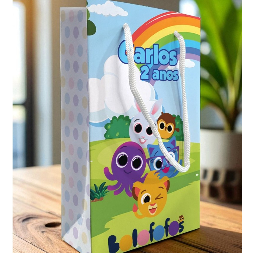 Sacolinha Bolofofo Personalizada Festa Menino Lembrancinha Kit Festa Bolofofos Sacola