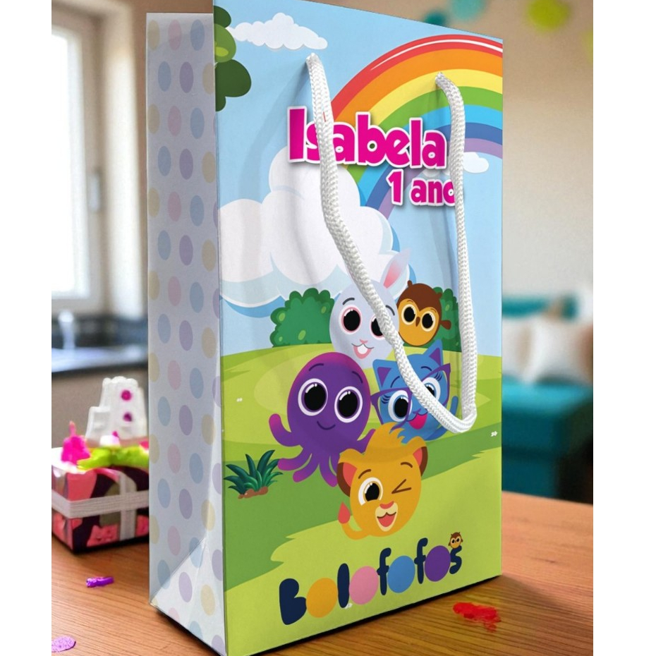 Sacolinha Bolofofo Personalizada Festa Menina Lembrancinha Kit Festa Bolofofos Sacola
