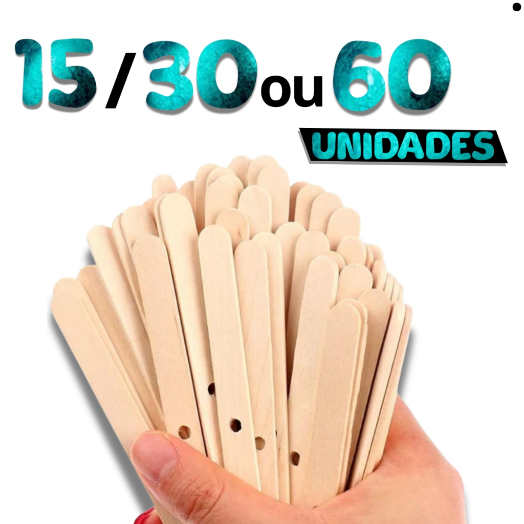 Centralizador de Pavio de Vela Artesanal – Kit com 15, 30 ou 60 Unidades de Madeira