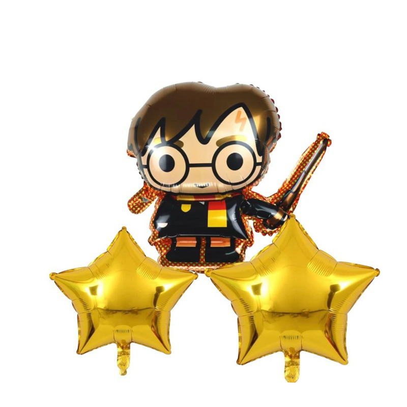 3 Balão Harry Potter Bruxo +  Estrela Metalizados em Oferta na Shopee