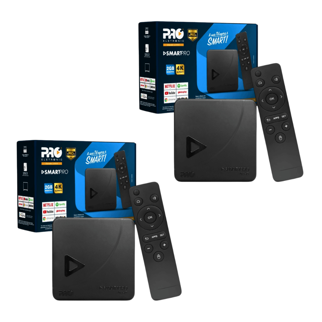 Kit Com 2 Unidades Smart Box Tv Proeletronic Prosb-3000 3 Geração Preto Homologado Hdmi Para Revenda