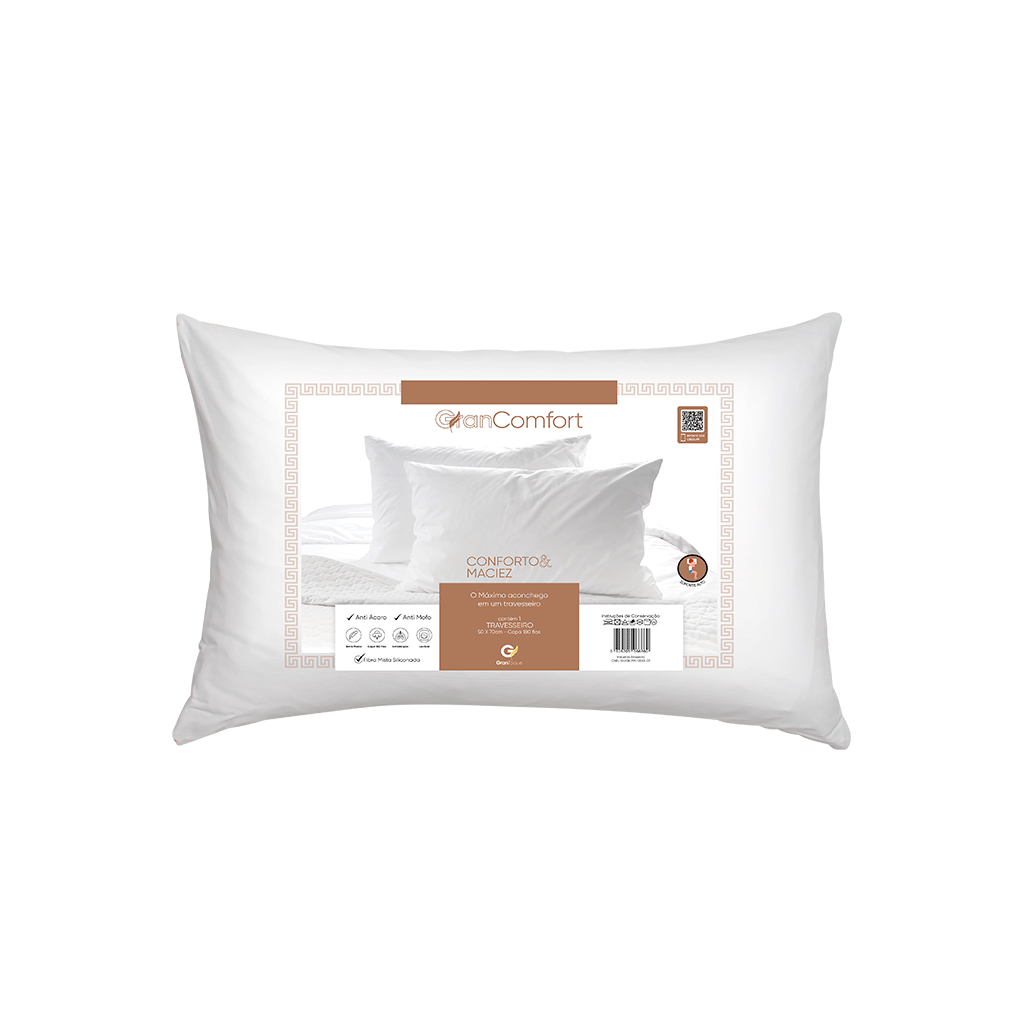Travesseiro Antialérgico 50x70Cm Suporte Alto GranComfort em Oferta na Shopee