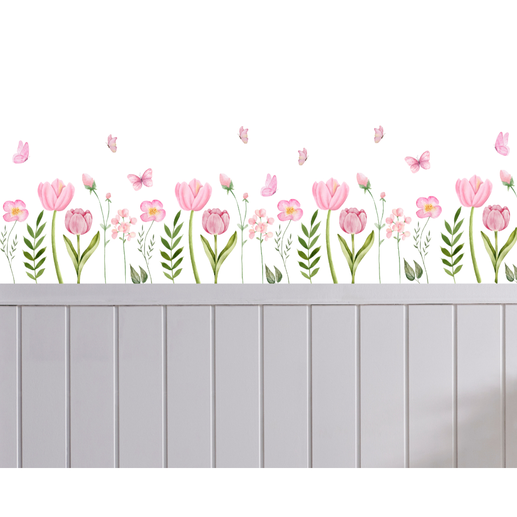 Adesivo de Parede Tulipas Flores Decorativo Quarto Menina Sala Fácil Aplicação Não Danifica em Oferta na Shopee