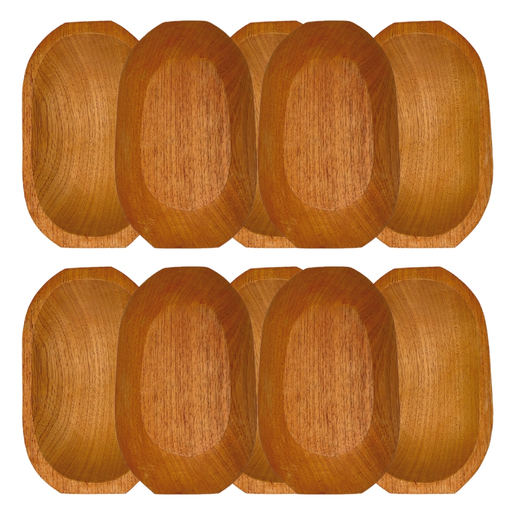 Kit 3 á 12 Gamelas 27x18cm em Madeira Maciça Travessa Petisqueira, Saladeira, Fruteira, Churrasco