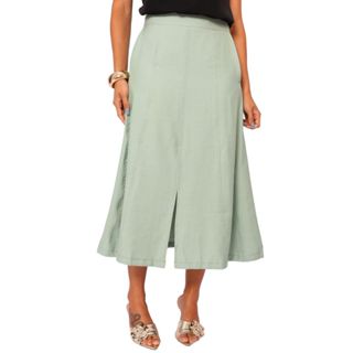 Saia Midi Alfaiataria com Fenda e Bolsos Social Moda Evangelica em Sensorial em Oferta na Shopee