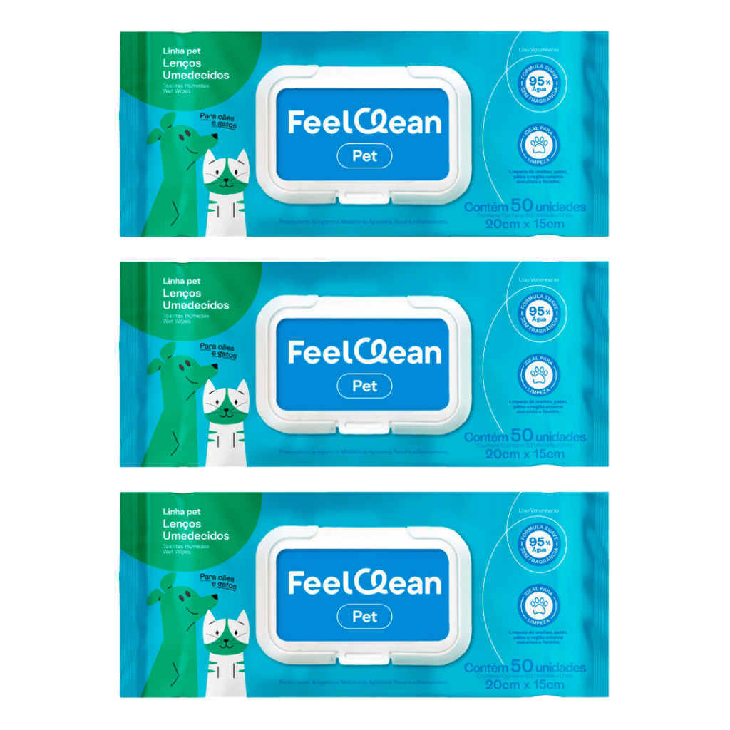 Lenço Umedecido Feelclean Pet Com 150 Unidades
