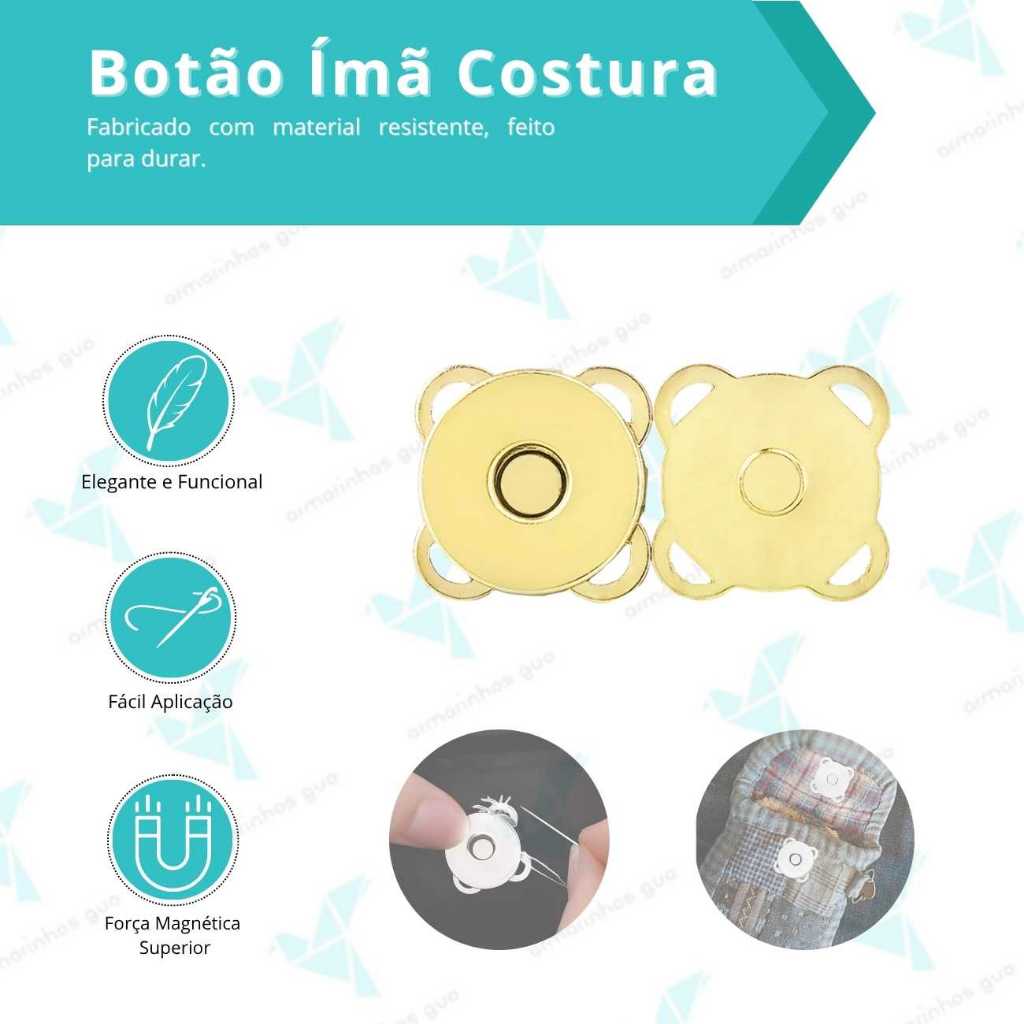 BOTÃO IMÃ MAGNÉTICO IMANTADO FORTE COSTURÁVEL 18MM 10 UND LATONADO em Oferta na Shopee