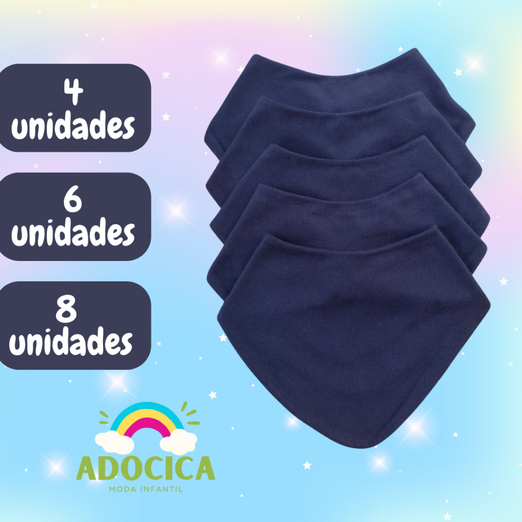 Kit Babador Bandana Infantil Menino Azul Marinho/Azul Escuro