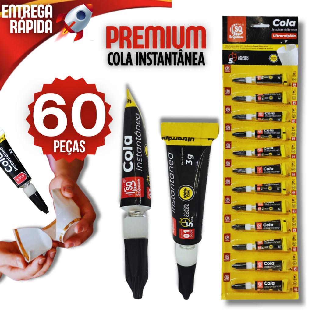 Kit 60 Super Cola Instantânea Bond Tubo Cola Borracha Madeira Utilidade Variável Rápida Secagem