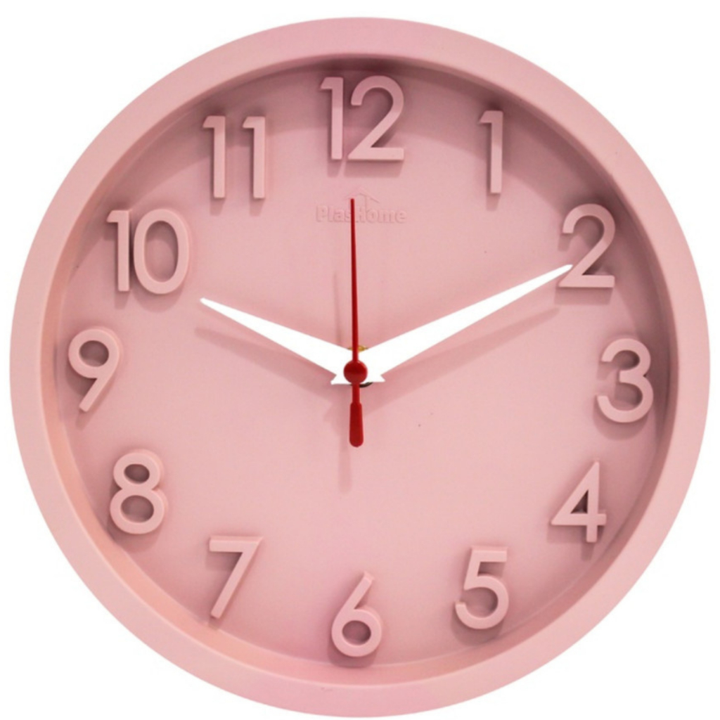 Relógio de Parede 3D Sigma Rosa Plashome Decoração Quarto Infantil Escritório Sala C/ Mecanismo Silencioso