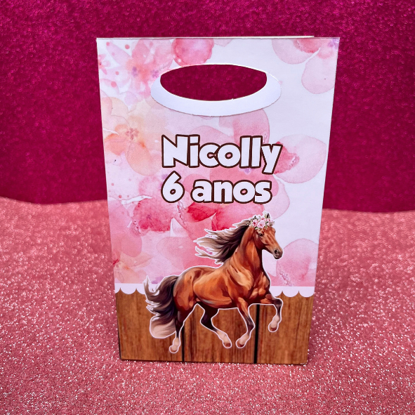 Sacolinha personalizada para lembrançinha de aniversário CAVALO HARAS BOIADEIRA MENINA PEGUE E MONTE