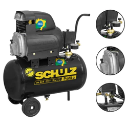 Compressor De Ar Csi 8,6 25 Litros Pratiko 2hp Schulz Cor Preto Fase Elétrica Monofásica