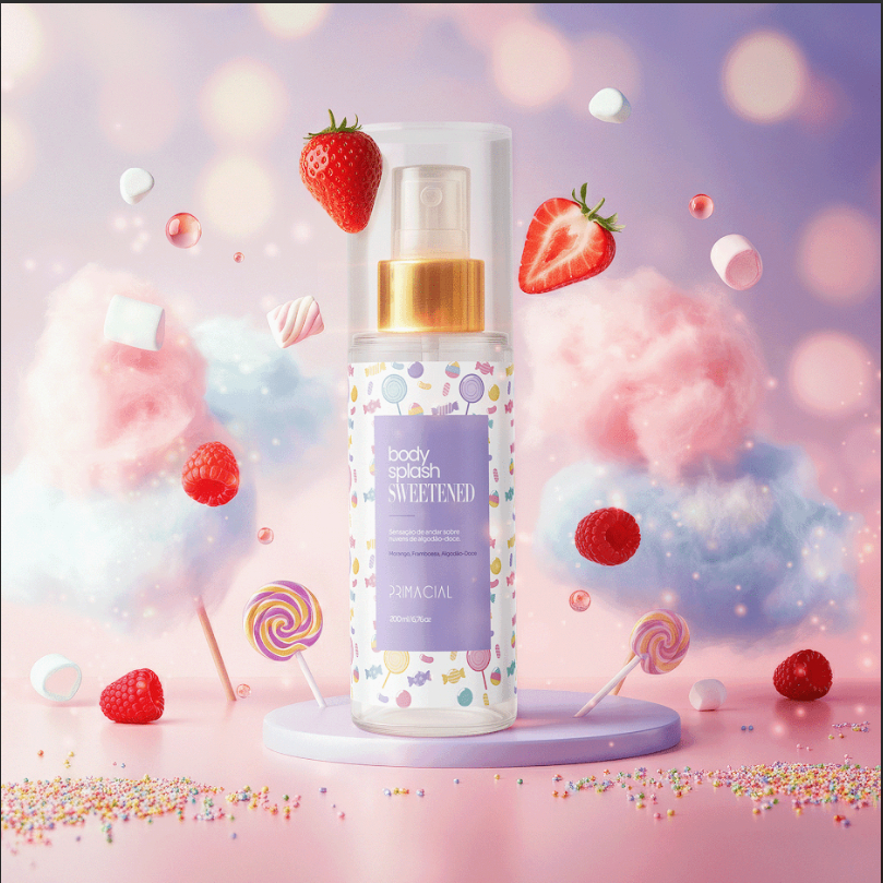 Kit Perfume 30ml e Body Splash 200ml SWEETENED by Primacial - Fragrância Floral com Notas de Morango e Framboesa