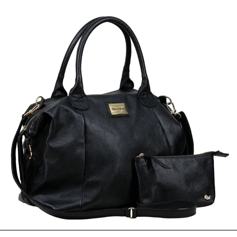 Bolsa grande em couro legítimo preto Oliver Mour
