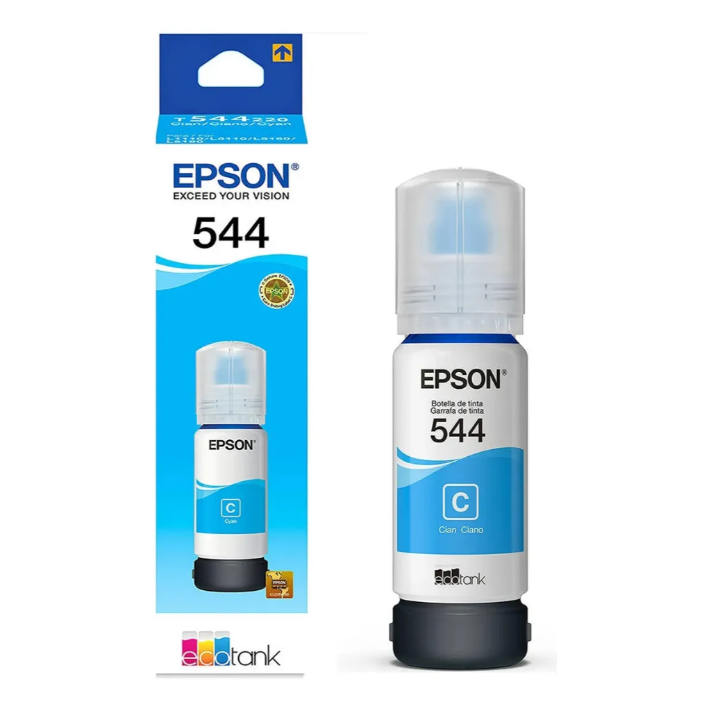 Refil Tinta Original Impressora Epson T544 Ciano L 3110 L3210 L3150 L3250 T544 em Oferta na Shopee