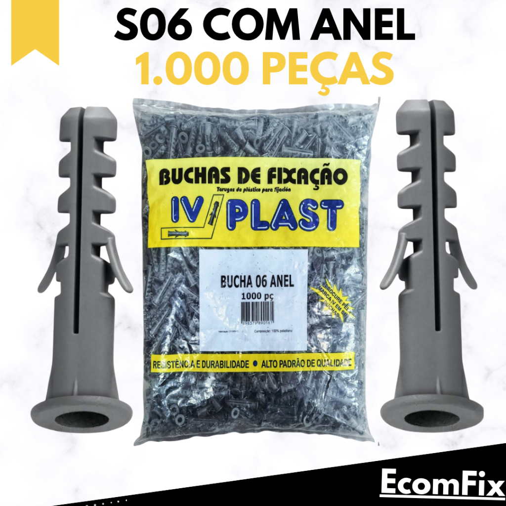 Bucha Para Parede 6mm Ivplast Com Aba Anel Sem Parafuso Pacote 1000 Peças em Oferta na Shopee