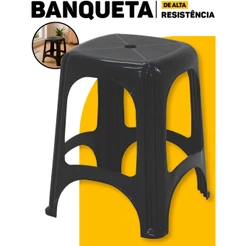 Banqueta Banco De Plástico Tramontina Até 120 Kg Polipropileno Resistente P/ Bar Casa Cozinha