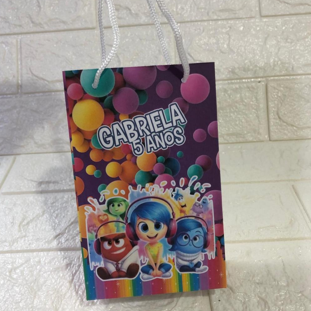PEGUE E MONTE Sacolinha/Bolsinha (PEQUENA) Personalizada  DIVERTIDAMENTE Festa Surpresa Mimos Lembrancinhas