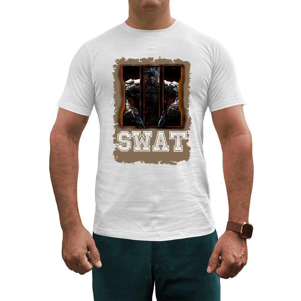 Camisa Camiseta blusa Moda Masculina Slim 100% ALGODÃO SWAT