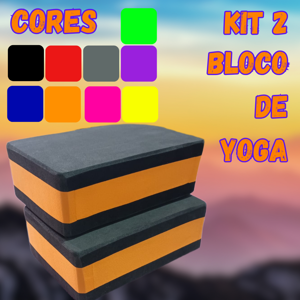 KIT 2 Bloco de Yoga 23x15x8Cm Tijolo Exercícios EVA Pilates