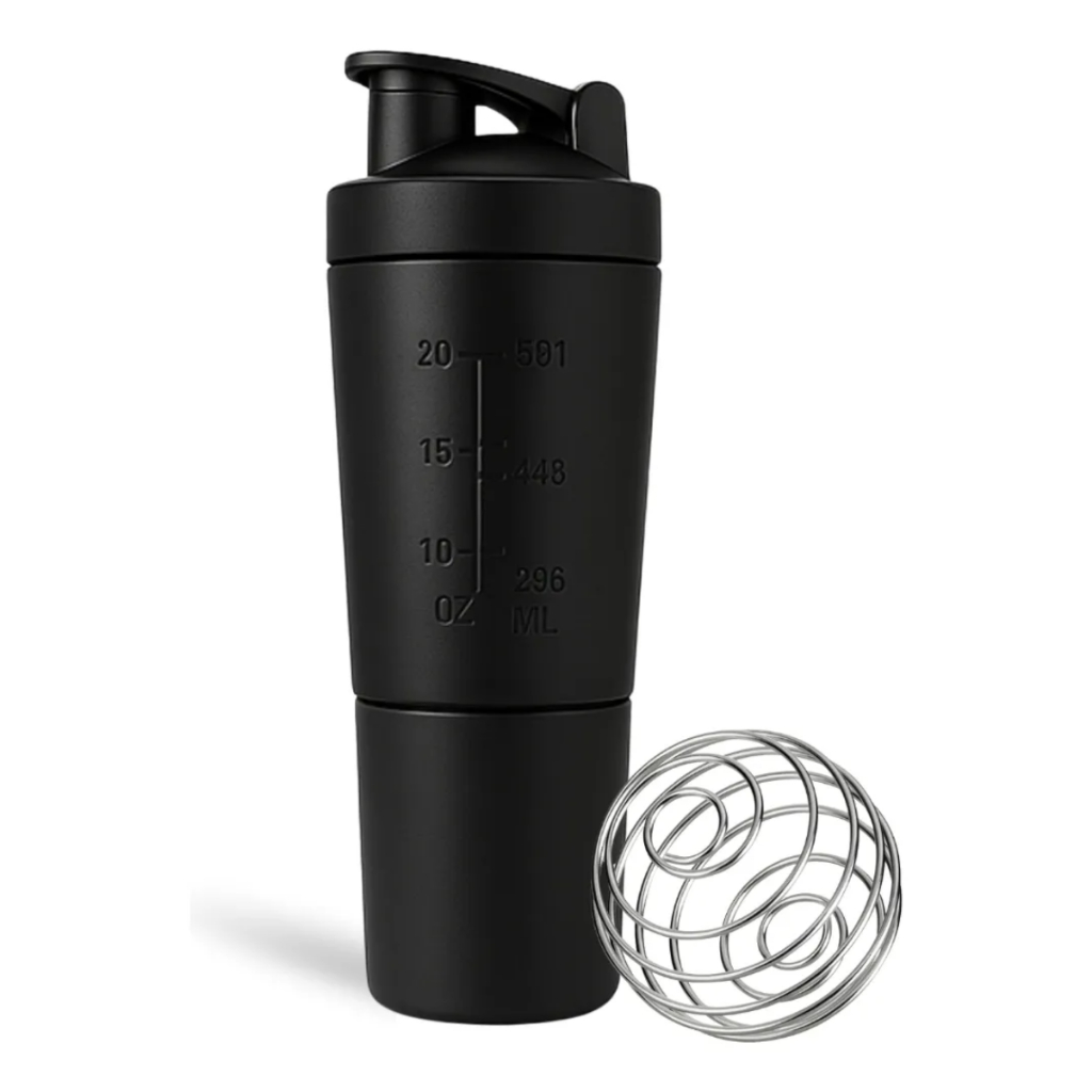 Coqueteleira Shaker Divisória ou Inteira Inox Misturador Whey Protein