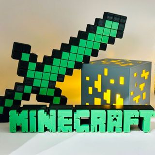 Kit Minecraft 3D com Bloco de LED – Espada, Letreiro e Bloco de Diamante Presente Gamer Crianças Aniversário em Oferta na Shopee