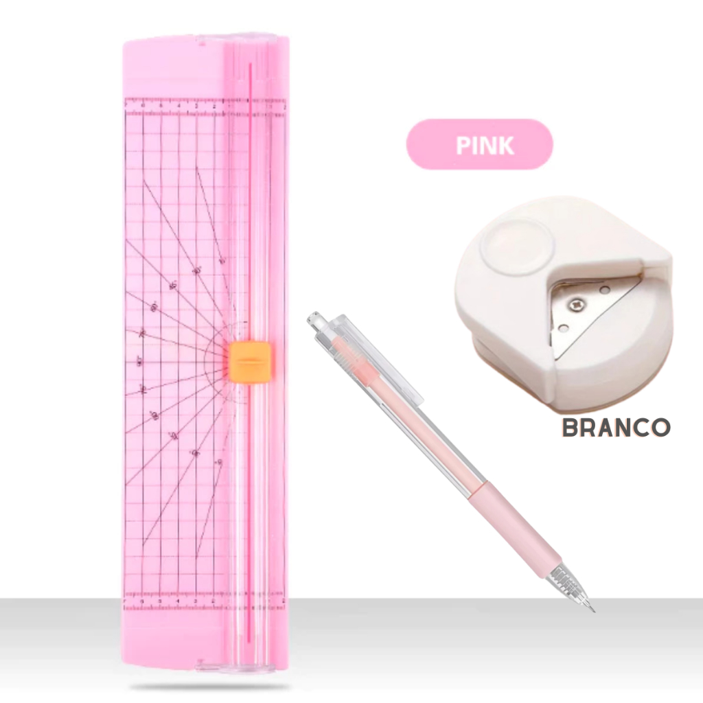 KIT Guilhotina A4 + Mini Arredondador + Caneta Estilete Cortador De Papel Portátil Fácil Manuseio em Oferta na Shopee