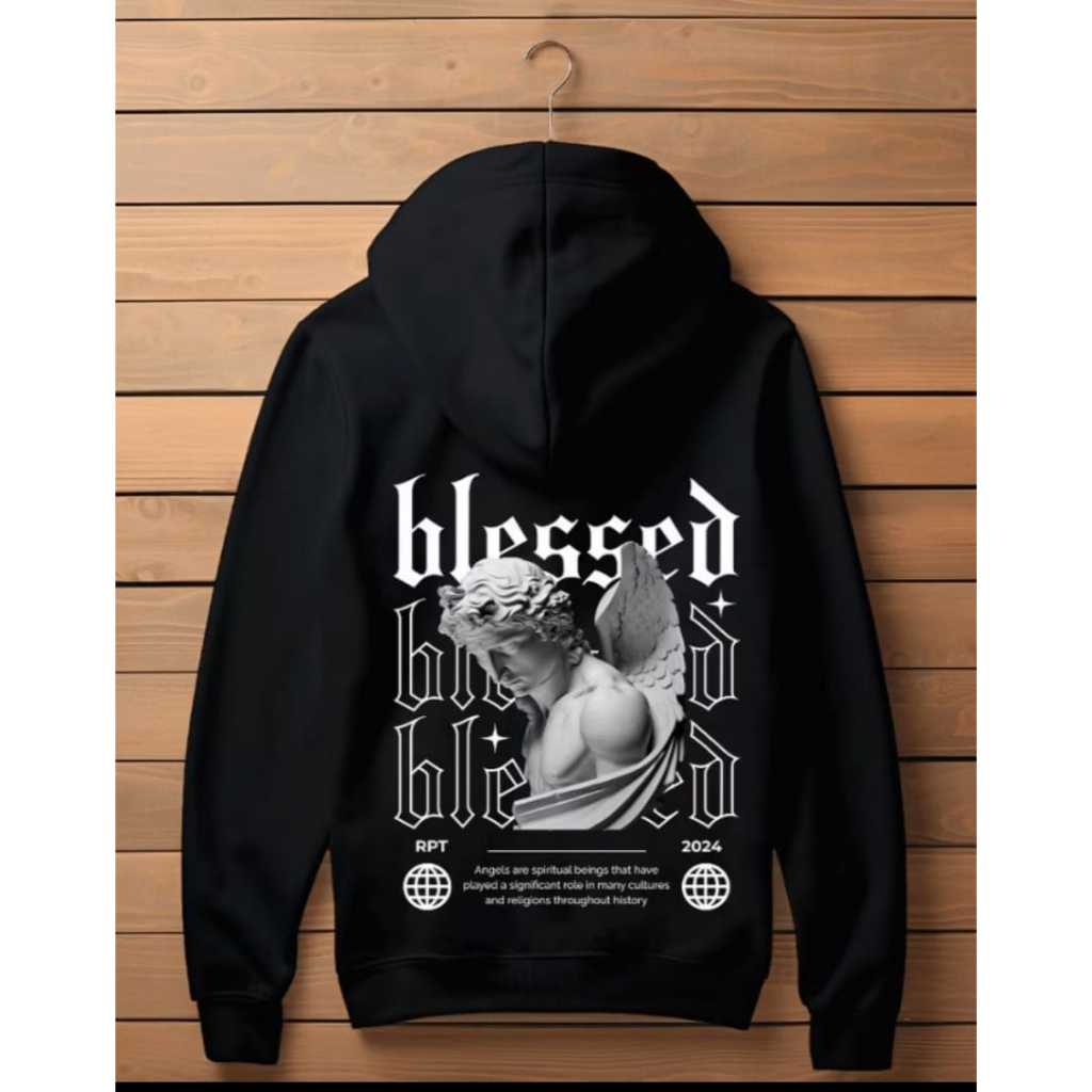 Blusa de Moletom Masculino Respect Blessed Angel Canguru