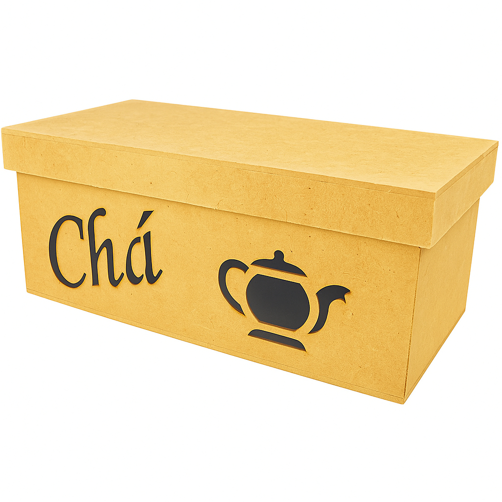 Caixa Porta Sachê Chá MDF Cru Com Tampa Decorativa Presente Cozinha Cantinho do Café