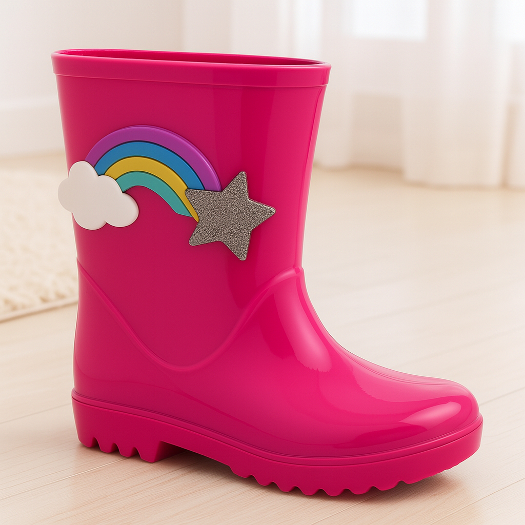 Galocha Infantil Menina Macia Confortável Bota de Chuva Feminina Cano Alto Impermeável