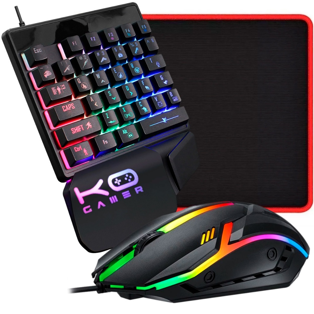 Kit Teclado e Mouse Gamer Com Fio Usb Led RGB MousePad Speed