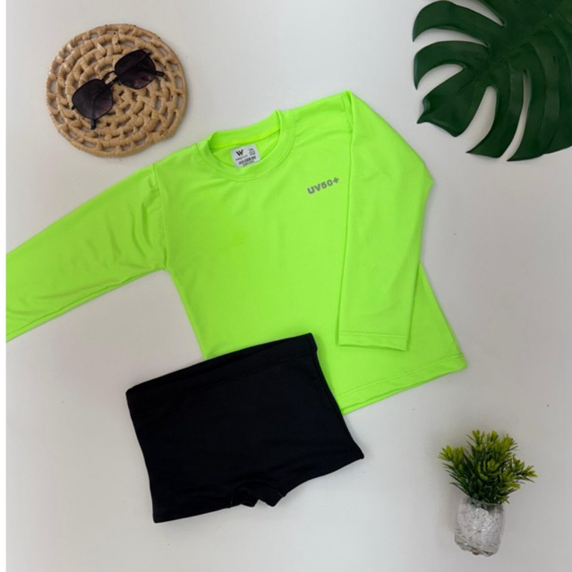 Conjunto Infantil Praia - blusa proteção uv fator solar tam 2 ao 8 em Oferta na Shopee