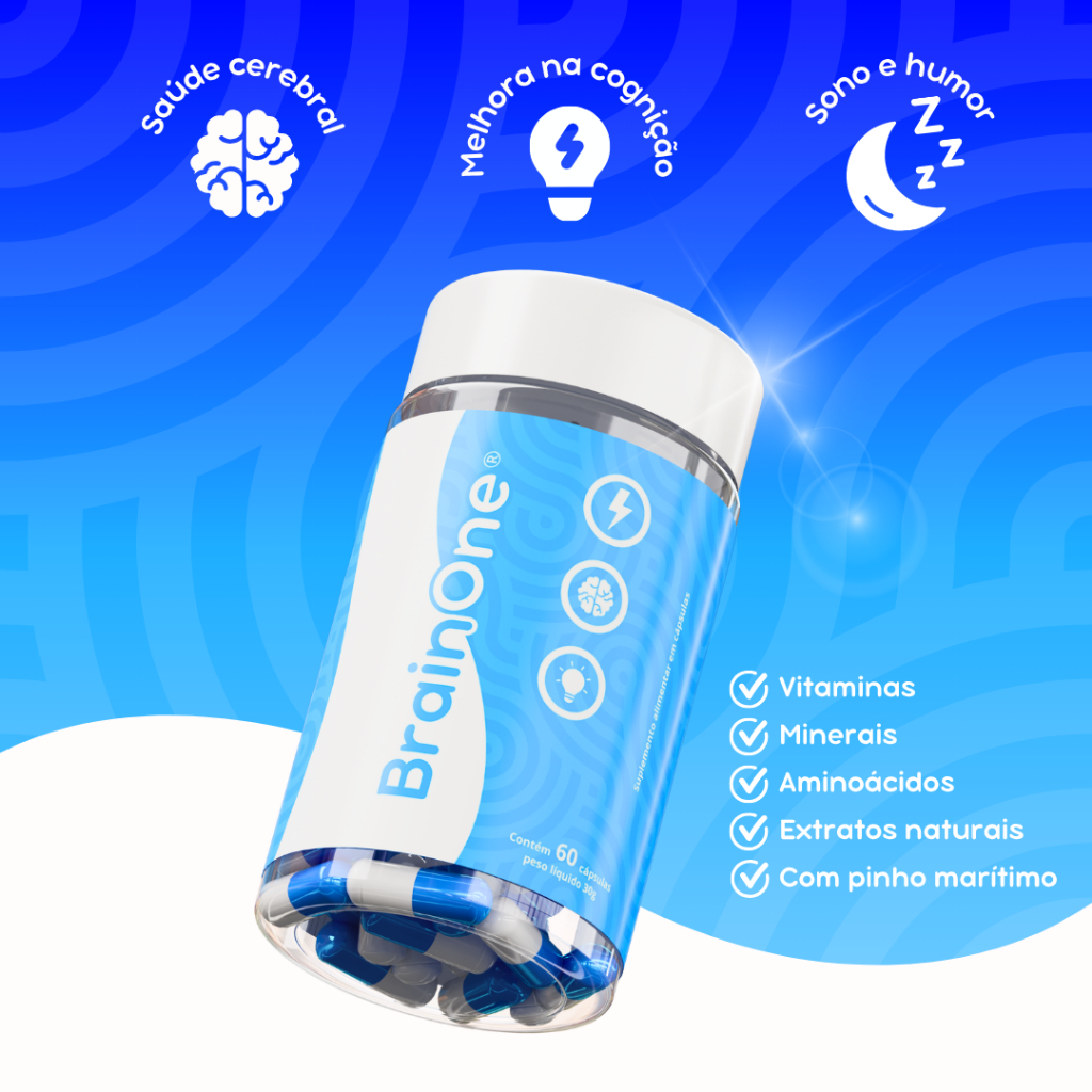 Brain One ® Suplemento 11 em 1 para Foco, Memória Performance e Saúde Cerebral (60 Cápsulas)