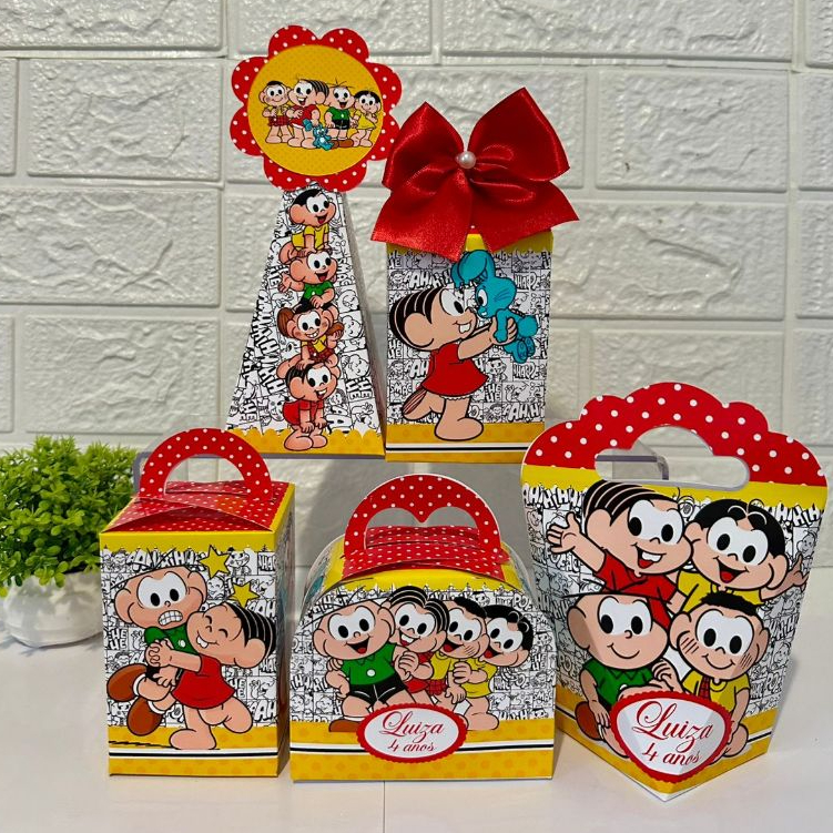 Personalizados turma da mônica, kit festa caixinhas e lembrancinhas para festa (PEGUE E MONTE)