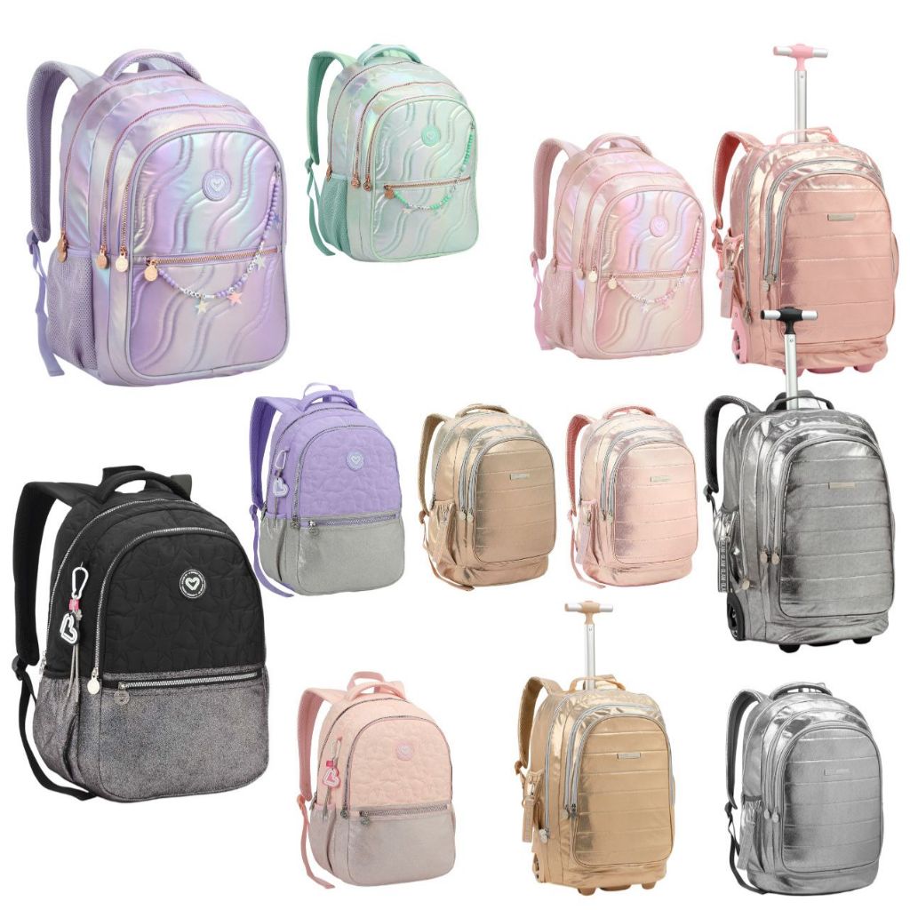 Mochila Seanite 19" com Rodas 41488 Metalizada em Oferta na Shopee