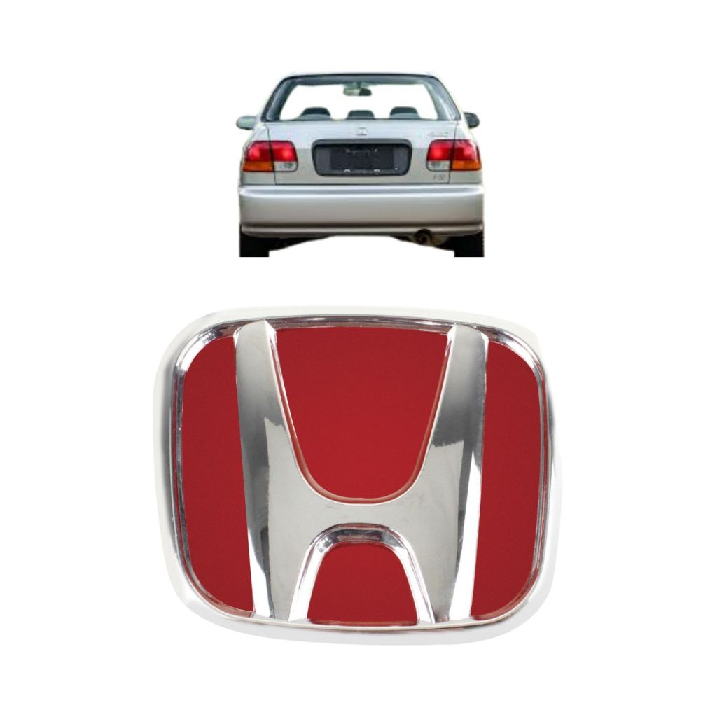 Emblema Porta Mala do honda Civic 1997 a 2003  Logo Honda cor Cromado com fundo vermelho
