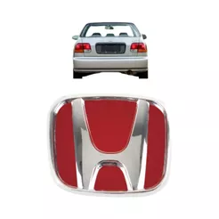 Emblema Porta Mala do honda Civic 1997 a 2003 Logo Honda cor Cromado com fundo vermelho