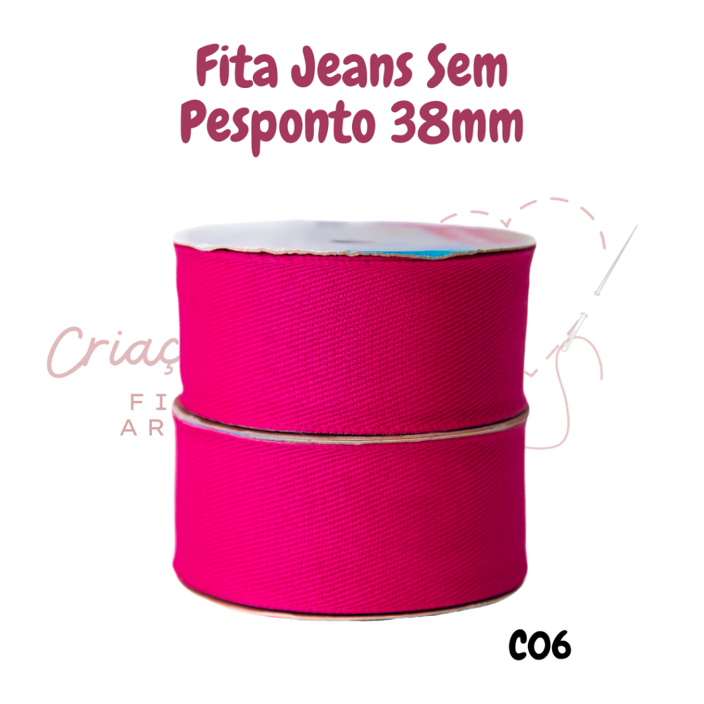 Fita Jeans Lisa Sem Pesponto Sinimbu  rolo 10 metros e 3 larguras diferentes: 10mm, 22mm e 38mm