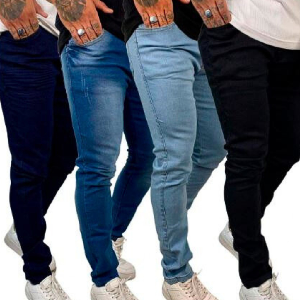Calça Jeans Kit 3 Calça Masculina Slim Premium com Lycra | Conforto e Estilo | Original Calça Jeans