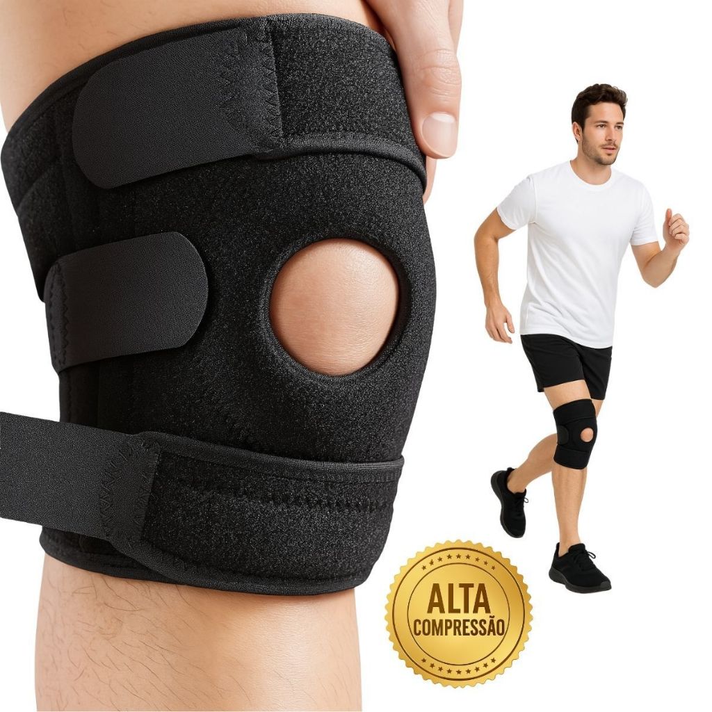 Joelheira Compressão Ortopedica Articulada Apoio Reforçado Ajustável Proteção Joelho em Oferta na Shopee