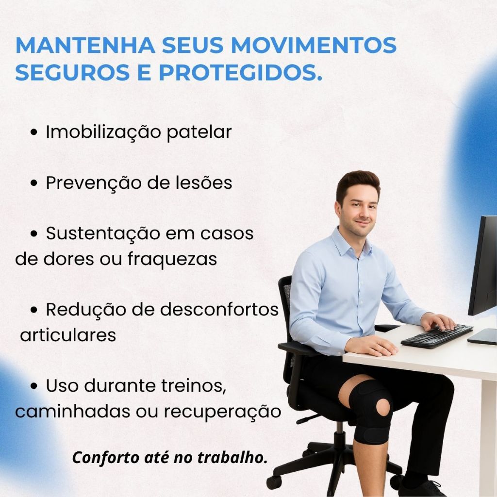 Joelheira Compressão Ortopedica Articulada Apoio Reforçado Ajustável Proteção Joelho — imagem 2 de 2
