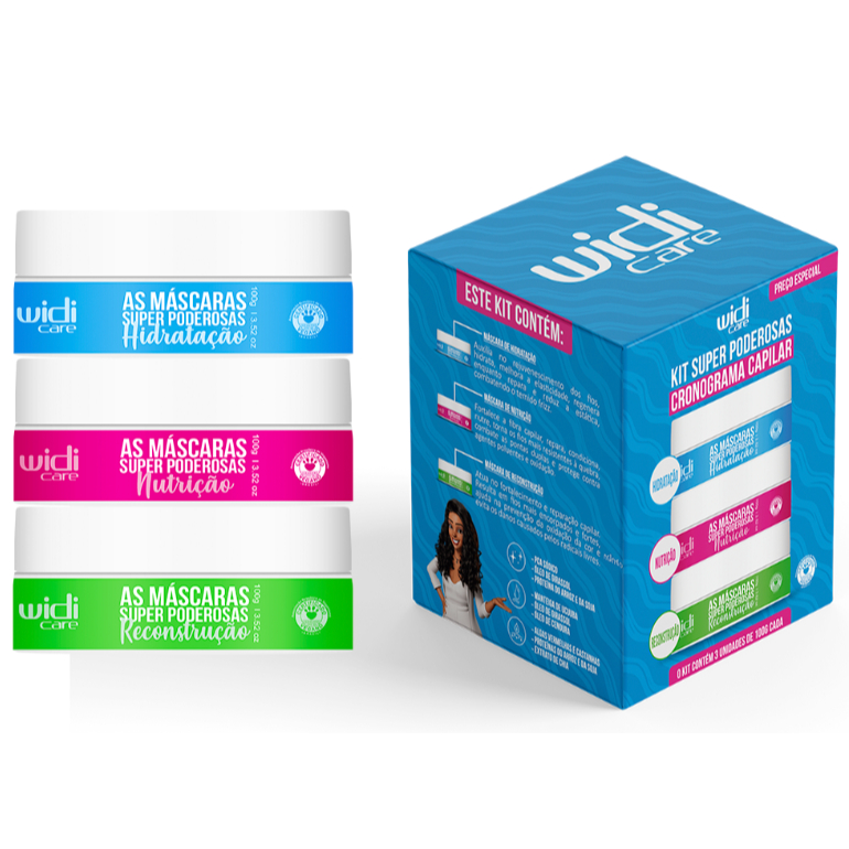 Kit Super Poderosas Cronograma Capilar 300g - Widi Care NOVO
