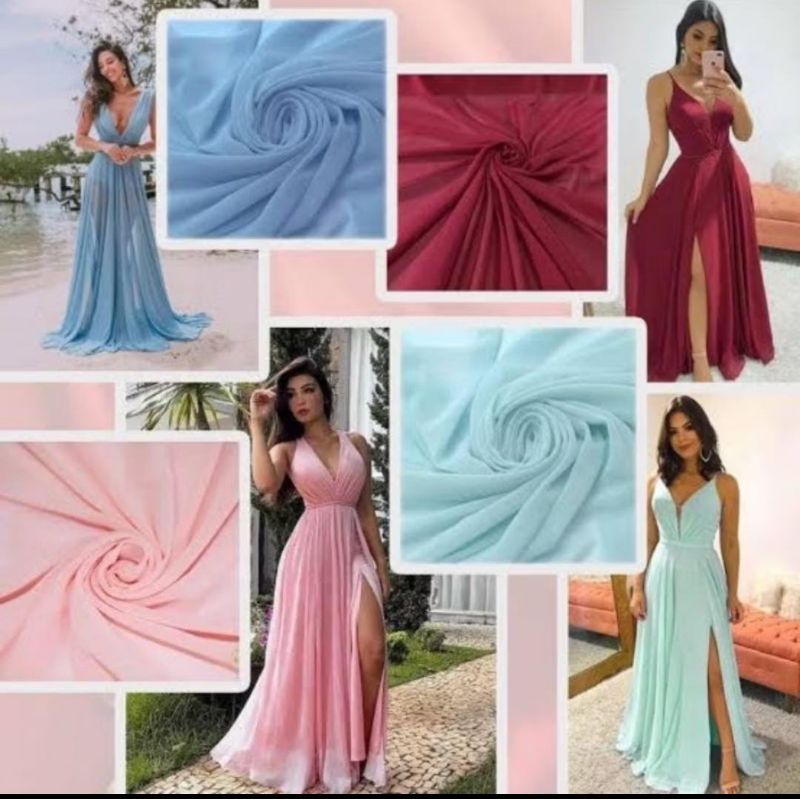 3 Metros Tecido Musseline Toque de Seda - Musseline Chiffon Lisa — imagem 2 de 2
